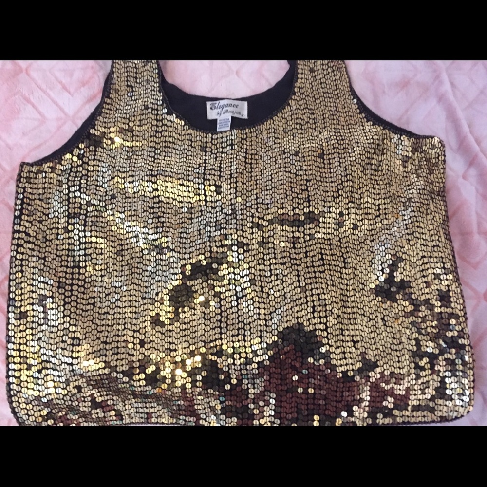 Gold vintage sequin tank top